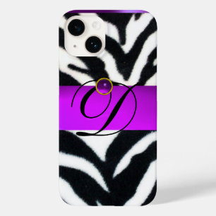 COQUES POUR iPhone MONOGRAMME BLACK ZEBRA FUR VIOLET PURPLE GEM,