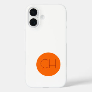Coque Pour iPhone 16 Monogramme blanc cercle orange