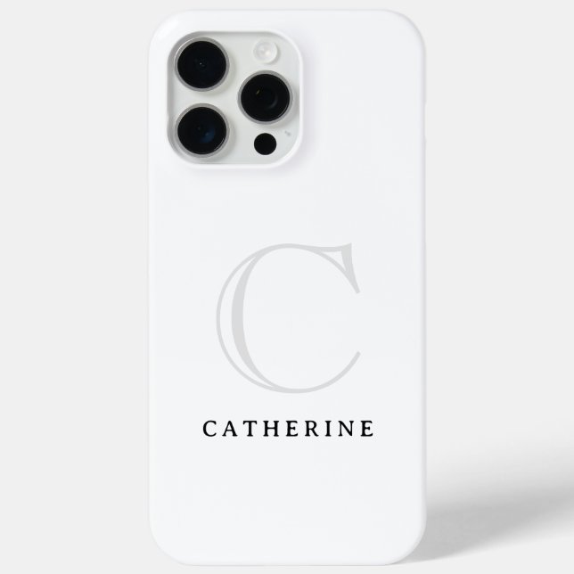 Coques Case-Mate iPhone Monogramme blanc classique simple Coque-mat (Verso)