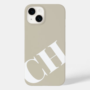 Coque Pour iPhone 14 Monogramme blanc de farine d'avoine moderne