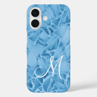 Coque Pour iPhone 16 Monogramme bleu