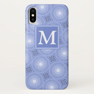Coque Case-Mate Pour iPhone Monogramme bleu cercles motif