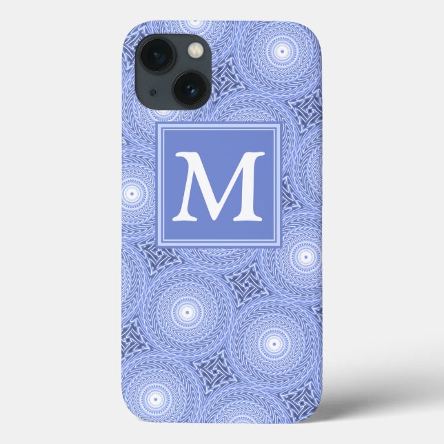 Coques Case-Mate iPhone Monogramme bleu cercles motif Coque-Mate iPhone ca (Verso)