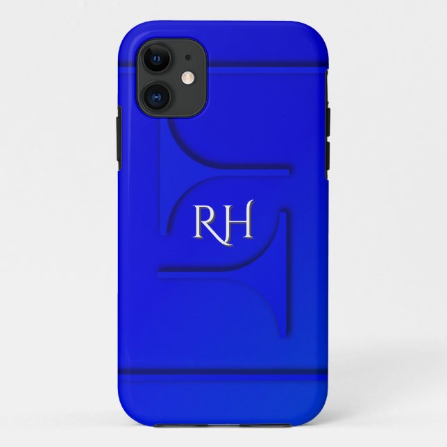 Coques Case-Mate iPhone Monogramme bleu cobalt (Dos)