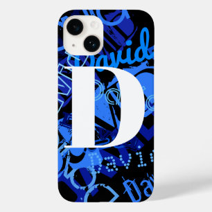 Coque Pour iPhone 14 Monogramme bleu créatif