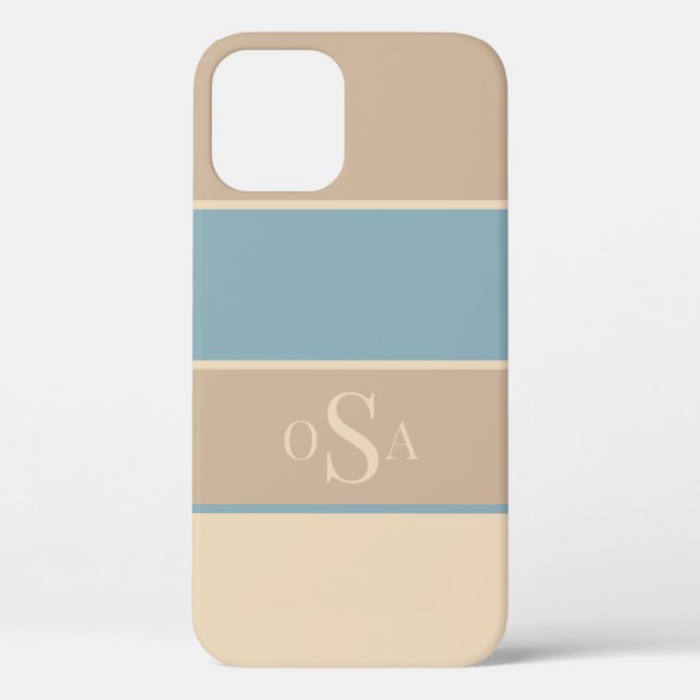 Coques Case-Mate iPhone Monogramme bleu foncé Abstrait moderne simple (Verso)