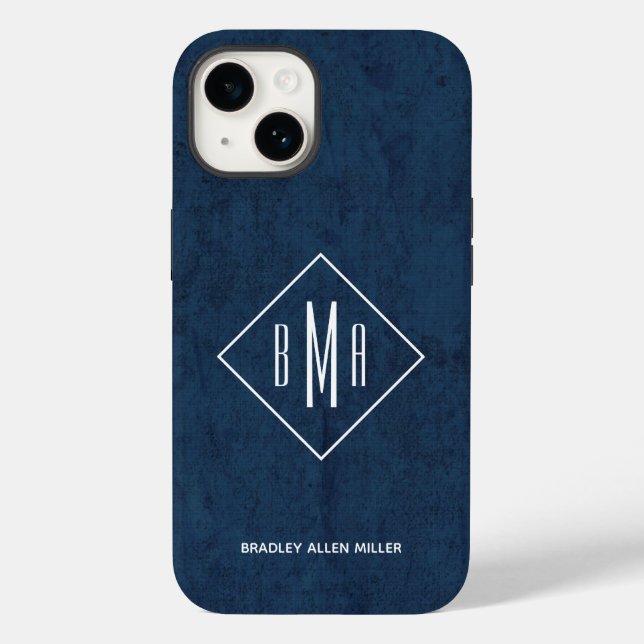 Coques Case-Mate iPhone Monogramme bleu marine (Verso)