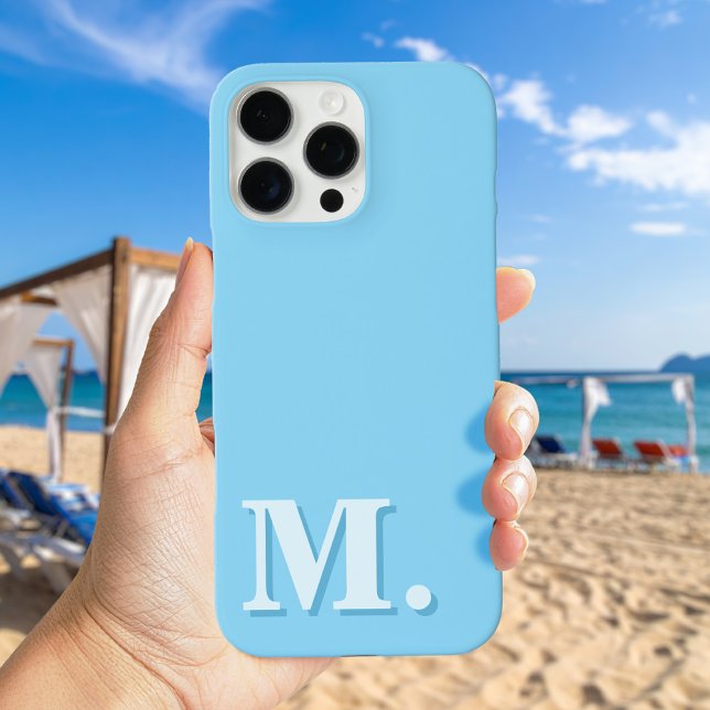 Coques Case-Mate iPhone Monogramme bleu moderne minimaliste initial (Créateur téléchargé)