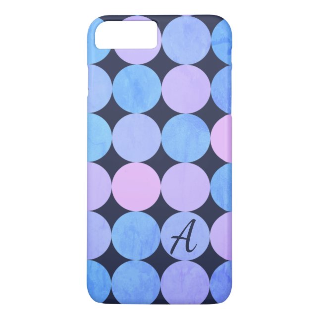 Coques Case-Mate iPhone Monogramme bleu pourpre et rose des cercles (Dos)