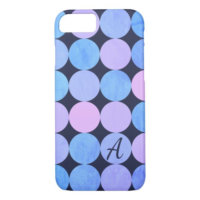 Coques Case-Mate iPhone Monogramme bleu pourpre et rose des cercles (Dos)