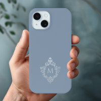Monogramme bleu poussiéreux Crest Elegant gris Vin