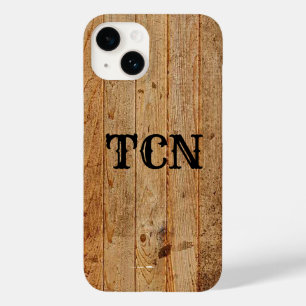 Coque Pour iPhone 14 Monogramme Bois Campagne Marron Noir 