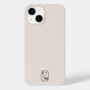 Coque Pour iPhone 14 Monogramme botanique initial minimaliste beige
