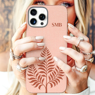 Coques iPhone 16 Pro Max Monogramme Botanique Minimaliste en Terracotta