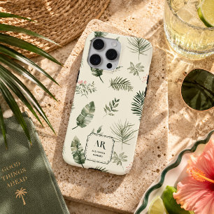 Coque iPhone 15 Pro Max Monogramme Botanique Tropical Personnalisé
