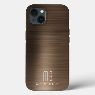 Case-Mate iPhone Case Monogramme Bronze Brown brossé métal