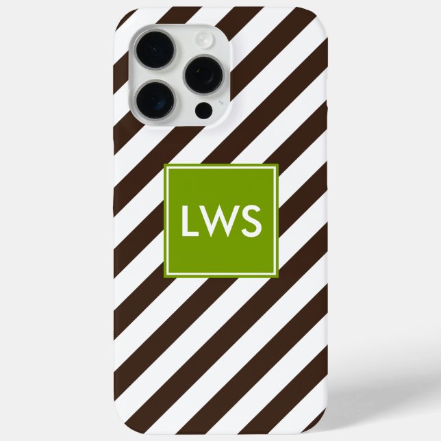 Coques Case-Mate iPhone Monogramme Brown Diagonal Stripes (Verso)