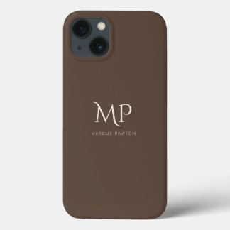 Case-Mate iPhone Case Monogramme Brown foncé minimaliste