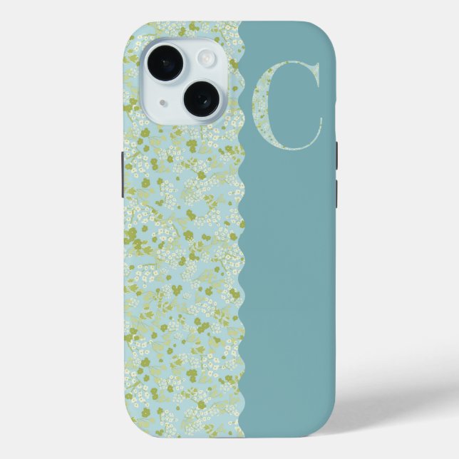 COQUES Case-Mate iPhone MONOGRAMME C ACQUA PETITES FLEURS (Verso)