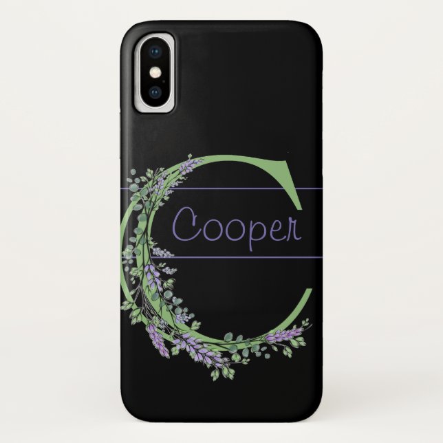 Coques Case-Mate iPhone Monogramme C Lavande Eucalyptus (Dos)
