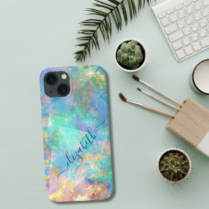 Case-Mate iPhone Case Monogramme calligraphie bleu vert rose or tendance