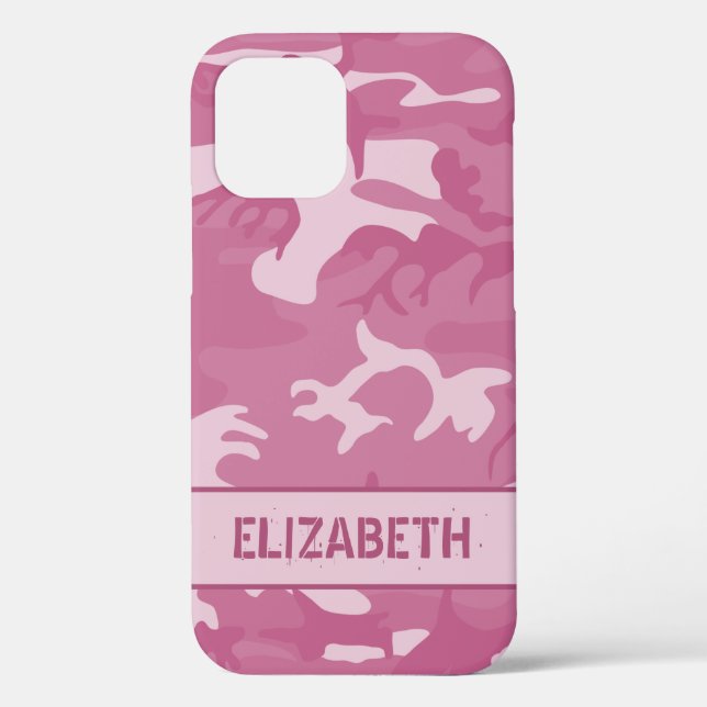 Coques Case-Mate iPhone Monogramme camouflage rose (Verso)