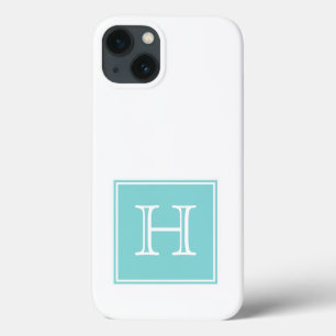 Coques Pour iPhone Monogramme Carré Turquoise