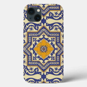 Case-Mate iPhone Case Monogramme céramique Azulejo Style Bleu Orange cou