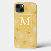 Monogramme cercle jaune motif Coque-Mate iPhone c