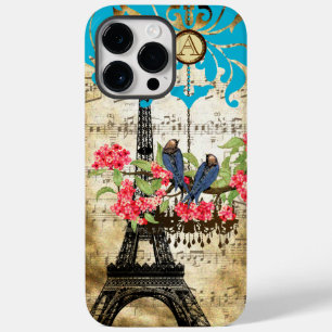 Coque Pour Pour iPhone 14 Pro Max Monogramme Cerisier Fleur Oiseau Chandelier iPhone