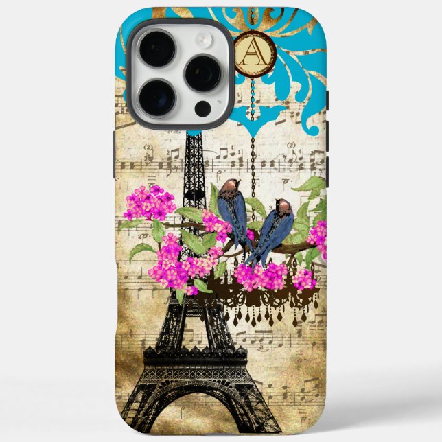Coques Case-Mate iPhone Monogramme Cerisier Fleur Oiseau Chandelier iPhone (Verso)