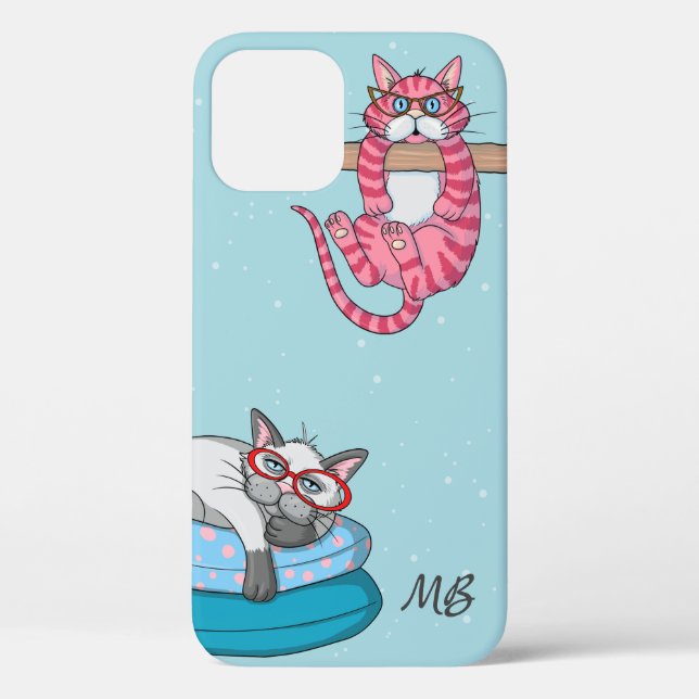 Coques Case-Mate iPhone Monogramme Chats Drôles Tendance Moderne (Verso)