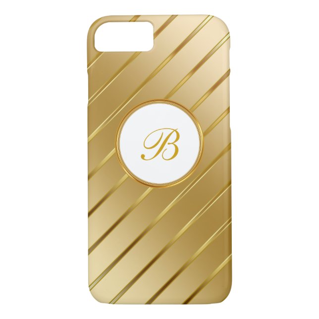 Coques Case-Mate iPhone Monogramme chic d'or (Dos)