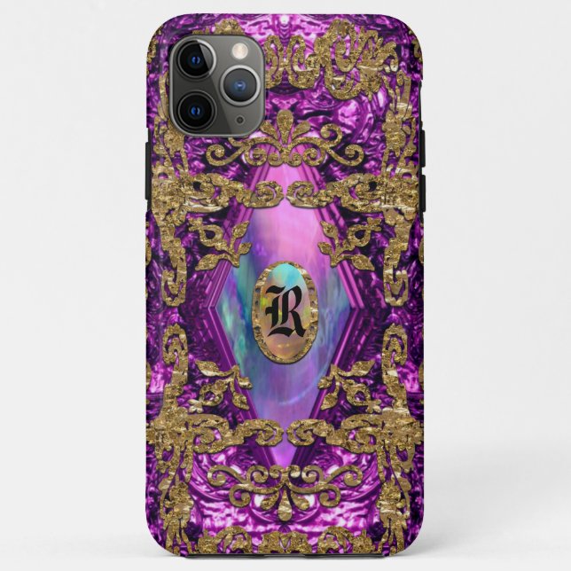 Coques Case-Mate iPhone Monogramme chic élégant de Dempsey Plum (Dos)