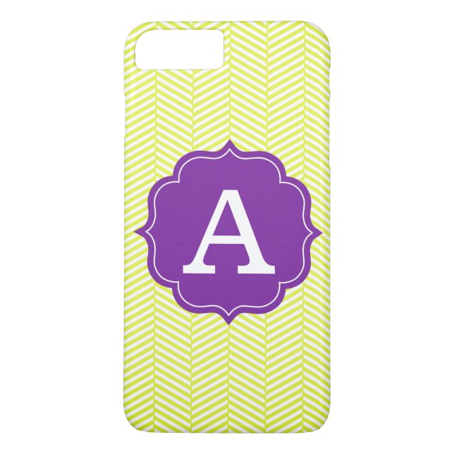 Coques Case-Mate iPhone Monogramme Citron Chevron avec pourpre (Dos)
