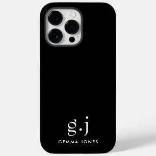 Coque Pour Pour iPhone 14 Pro Max Monogramme classique élégant minimal noir blanc