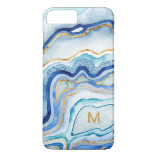 Coques Pour iPhone Monogramme Cobalt Agate II