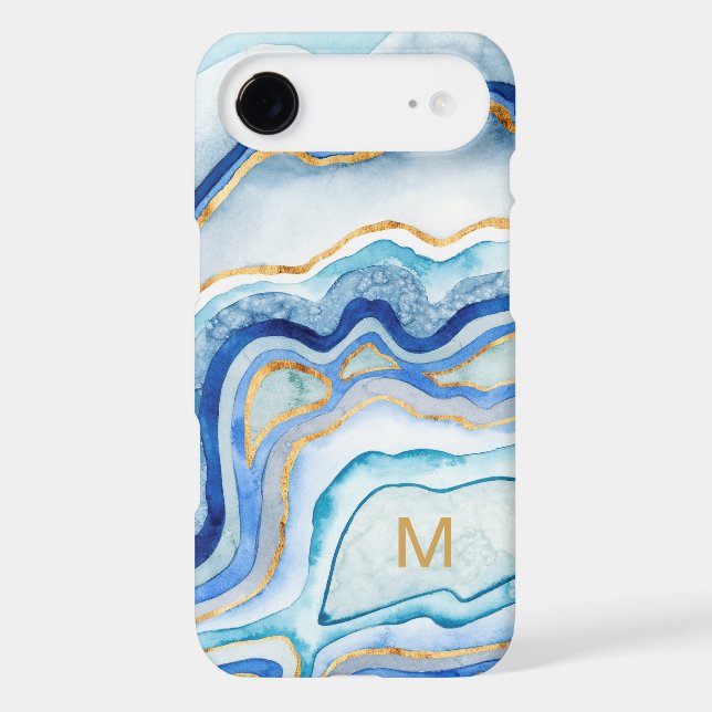 Coques Case-Mate iPhone Monogramme | Cobalt Agate II (Verso)