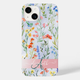 Coque Pour iPhone 14 Monogramme coloré du Fleur sauvage de printemps