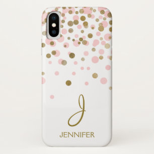 Etui iPhone Case-Mate Monogramme Confetti pour fille rose et or