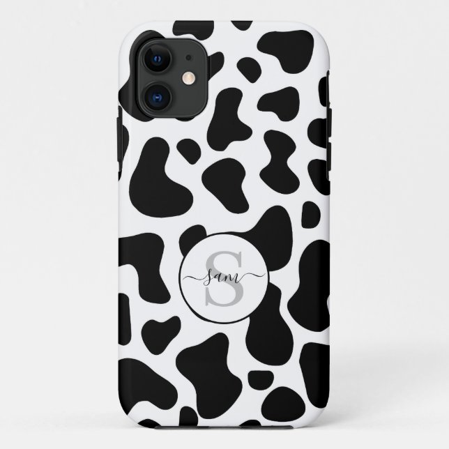 Coques Case-Mate iPhone Monogramme Coque-mât noir blanc de vache PiPhone (Dos)