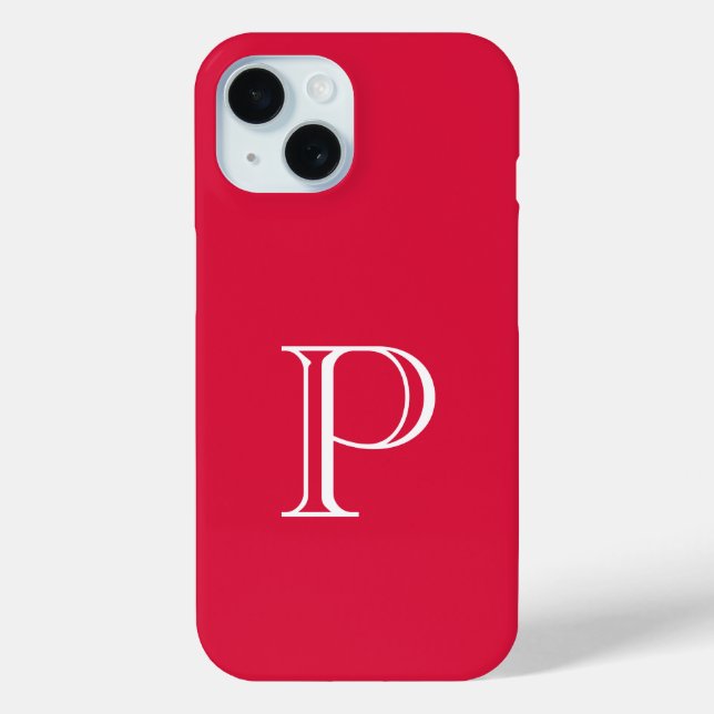 Coques Case-Mate iPhone Monogramme couleur solide rouge Crimson initial (Verso)