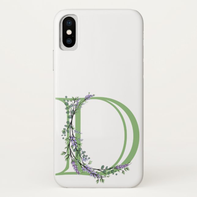 Coques Case-Mate iPhone Monogramme D Lavande Eucalyptus (Dos)