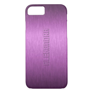 Coque iPhone 7 Monogramme d'aluminium brossé violet métallique