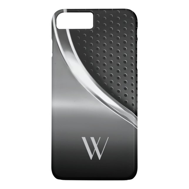 Coques Case-Mate iPhone Monogramme d'apparence métallique moderne (Dos)