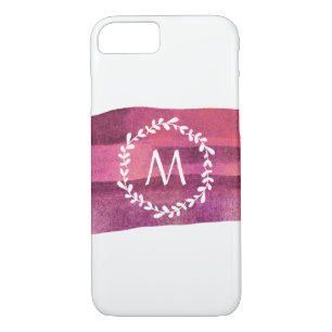 Etui iPhone Case-Mate Monogramme d'aquarelle bleu et bordeaux