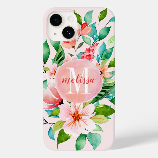 Coques Case-Mate iPhone Monogramme d'aquarelle florale Paradise (Verso)