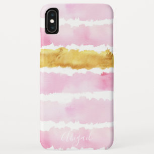 Case-Mate iPhone Case Monogramme d'aquarelle rose et or chic