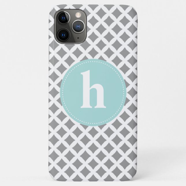 Coques Case-Mate iPhone Monogramme d'argent et de menthe (Dos)