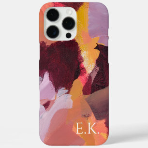 Coques iPhone 16 Pro Max Monogramme d'art Abstrait coloré Nom personnalisé